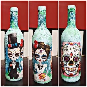 Day of the Dead Wine Bottle